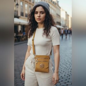 MKF COLLECTION BY MIA K. WOMEN'S VEGAN FAUX LEATHER CROSSBODY HANDBAG YELLOW